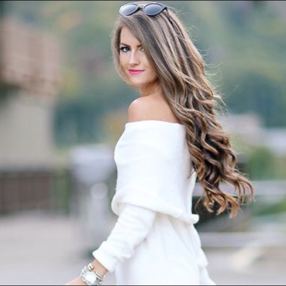 LEENA🌸 white off the shoulder fold over sweater - Picture 5 of 5